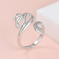 Vintage Punk Schlangenring aus Edelstahl mit verstellbarem offenem Design für Damen - Einfacher Geschwungener Schlangenstil (J02913) / Silber