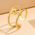 Verstellbarer goldener Schlangenring mit zweilagigem Perlenband für Damen im Punk-Stil - Zweischichtiger Perlen-Schlangenstil (J02944) / Gold
