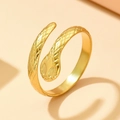 Vergoldeter Schlangenring aus Edelstahl mit Schuppenstruktur und verstellbarem Design - Realistischer Schuppen-Schlangenstil (J02945) / Gold