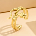 Verstellbarer goldener Schlangenring mit Doppelschicht-Design und realistischer Skalentextur - Doppelwickel-Schlangenstil (J03008) / Gold