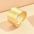 Breiter goldener Punk Schlangen-Ring aus Edelstahl mit Perlenrand-Design für Herren - Breites Wellenmuster-Schlangenstil (J03051) / Gold