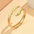 Verstellbarer Schlangenring aus Goldstahl mit feiner Schuppenstruktur im Punk-Stil - Agiler Schlangenstil (J02915) / Gold