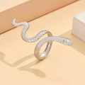 Punk-Stil Edelstahlschlange Wickelring mit detaillierten Silberschuppen für Damen und Herren - 3D-Schuppen-Schlangenstil (J03176) / Silber