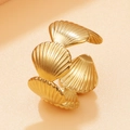 Bague coquillage minimaliste en acier inoxydable doré 18K avec motif de coquille - Or (J03662)