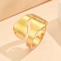 Verstellbarer breiter Schlangenring aus goldenem Edelstahl im minimalistischen Punk-Stil - Minimalistischer Abstrakter Schlangenstil (J03241) / Gold