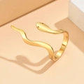 Polierter goldener verstellbarer Schlangenring aus Edelstahl im Vintage-Stil - Minimalistischer Linien-Schlangenstil (J03244) / Gold