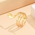 Minimalistischer doppellagiger Schlangenring in Gold mit spiralförmigem Design - Flacher Abstrakter Schlangenstil (J03245) / Gold