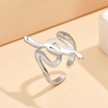 Minimalistischer Schlangenring aus poliertem Edelstahl mit verstellbarem Design - Glänzender Einfacher Schlangenstil (J03246) / Silber