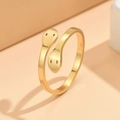 Punk-Stil goldener doppelköpfiger Schlangenring mit verstellbarem minimalistischem Design - Abstrakter Doppelkopfwurm-Schlangenstil (J03247) / Gold