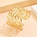 Brazalete artístico de acero inoxidable dorado con diseño de ramas de coral huecas - Estilo de Rama de Coral (Z00110) / Dorado