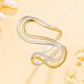 Modern gold and silver minimalist wavy stainless steel ring with elegant polished finish - Streamlined 3D Ripple Style (J03685 Two-Tone Gold)