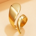 Minimalist 18K gold plated stainless steel ring with organic curved open design - Gold (J03493 Gold)