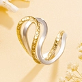 Twisted wave stainless steel ring with 18K gold plating and hammered texture finish - Hammered Texture Multi-Layer Wavy Design (Two-Tone Gold)