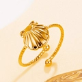 Bague coquillage dorée avec anneau torsadé et design ouvert ajustable pour femmes - Or (J03428)