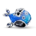 Blue gradient whale charm with sparkling glitter and crystal fins for bead bracelets - Blue Starry Whale Style (008)