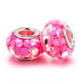 Rosa Glitzer-Harzperlen mit Silbermetallringen für DIY Schlangen-Charm-Armbänder - Rosa Glitzer Stil (001)