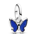 Polierter Schmetterling-Anhänger aus Silber mit blauer Emaille für DIY-Armbänder - Silber Blauer Schmetterling