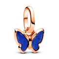 Roségold Schmetterlings-Anhänger mit tiefblauen Flügeln für DIY Halsketten und Armbänder - Rose Gold Blue Butterfly Charm