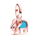 Süßer Elefantenanhänger in Roségold mit türkisfarbener Emaille für DIY-Armbänder - Rose Gold Blue Elephant Charm