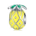Zilveren ananas bedel met geel en groen email voor DIY kralenarmbanden - Ananasstijl (004)