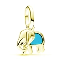 Elefanten-Charm-Anhänger aus Gold mit hellblauem Emaille-Inlay für DIY-Schmuck - Gold Blue Elephant Charm