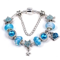 Blue ocean-themed beaded bracelet with sea turtle, starfish charms and glass beads - 16cm / Ocean Life Theme (Style 002)