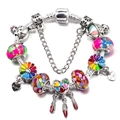 Bracciale argento con charm fiore arcobaleno e ciondolo a cuore Hope - Stile Speranza Arcobaleno (007)