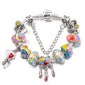 Bracciale a serpente placcato argento con ciondoli colorati arcobaleno e acchiappasogni - Stile Splendore Colorato (008)
