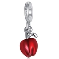 Ciondolo mela rossa scintillante con dettagli a cuore in argento e cristalli per bracciali - Stile Mela Rossa Con Strass (13)