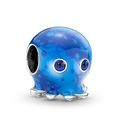 Ocean-themed blue octopus charm for DIY bracelets with blue enamel and crystal eyes - Blue Polka Dot Enamel Octopus Charm (039)