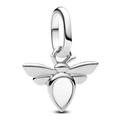 Polierter Bienenanhänger aus Silber mit weißer Emaille für DIY-Ketten und Armbänder - Silberne Biene mit weißem Bauch (5988952208323)