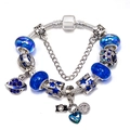 Bracelet à breloques bleu thème voyage avec pendentifs planète sur chaîne argentée - Style Appareil Photo Voyage Ciel Étoilé (Z*06款)