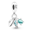 Silver ocean charm with blue enamel fish, turtle and seashell pendant for jewelry - Ocean Combo Shell Fish Turtle Pendant (040)