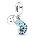 Enamel chameleon charm with You Are Magic silver tag for beaded bracelets - Blue Purple Gradient Chameleon Pendant (041)