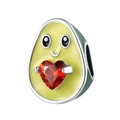 Charm avocado con gemma rossa a forma di cuore per bracciali e gioielli fai da te - Stile Avocado Cuore Rosso (21) / taglia standard