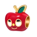 Ciondolo a forma di mela in smalto rosso con finitura dorata per braccialetti - Mela Rossa Sorridente Dorata (23) / taglia standard