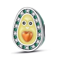 Charm avocado in argento con gemma cuore arancio e pavé di zirconi per braccialetti - Avocado Cuore Cartone Animato (25) / taglia standard