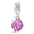 Anhänger Tropenfisch in lila Emaille mit blauem Zirkonia und Sternen-Element - Lila Emaille Tropenfisch (019)