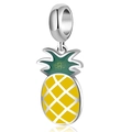 DIY ananas bedeltje voor armbanden met geel en groen email op gepolijst zilver metaal - Ananas Thema Charm (025)