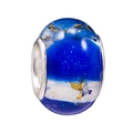 Cuenta de vidrio azul oscuro con mariposa dorada y núcleo de plata para joyas DIY - Especificación Estándar / Azul Oscuro (003)