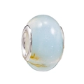 Light blue resin charm bead with orange dried flowers and silver core for DIY bracelets - Standard Spec / Light Blue(006)