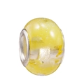 Translucent bright yellow glass charm bead with gold foil flakes and silver metal core - Standard Spec / Bright Yellow(007)