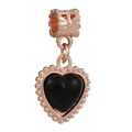 Colgante de corazón en oro rosa con piedra negra y ojal de mariposa para joyería - Estilo Corazón Negro Oro Rosa (019)