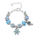 Dettaglio del bracciale a maglia snake regolabile con perle in vetro blu e ciondoli neve - Tema Fiocco di Neve Blu Ghiaccio (Z*08)