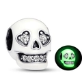 Luminous skull charm with heart eyes and green glow in dark for DIY bracelets - Heart-Eyed Luminous Skull (007)