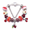 Versilbertes Schlangenarmband mit Erdbeer- und Avocado-Fruchtanhängern für Damen - Erdbeere Avocado Stil (Z*08)