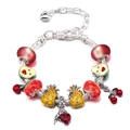 Bracciale a catena snake regolabile con ciondoli a forma di frutta e perline - Tema Avocado Frutta Tropicale (Z*13)