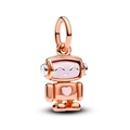 Charm robot in oro rosa con cuore rosa per bracciali gioielli in stile romantico DIY - Stile Robot Oro Rosa (005)