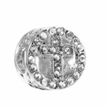 Cross pendant charm bead in S925 sterling silver with sparkling white zircon stones - Silver Rhinestone Cross (010)
