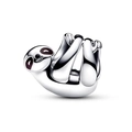 Polished sterling silver sloth charm bead with brown enamel details for DIY bracelets - Sloth Shape (002)